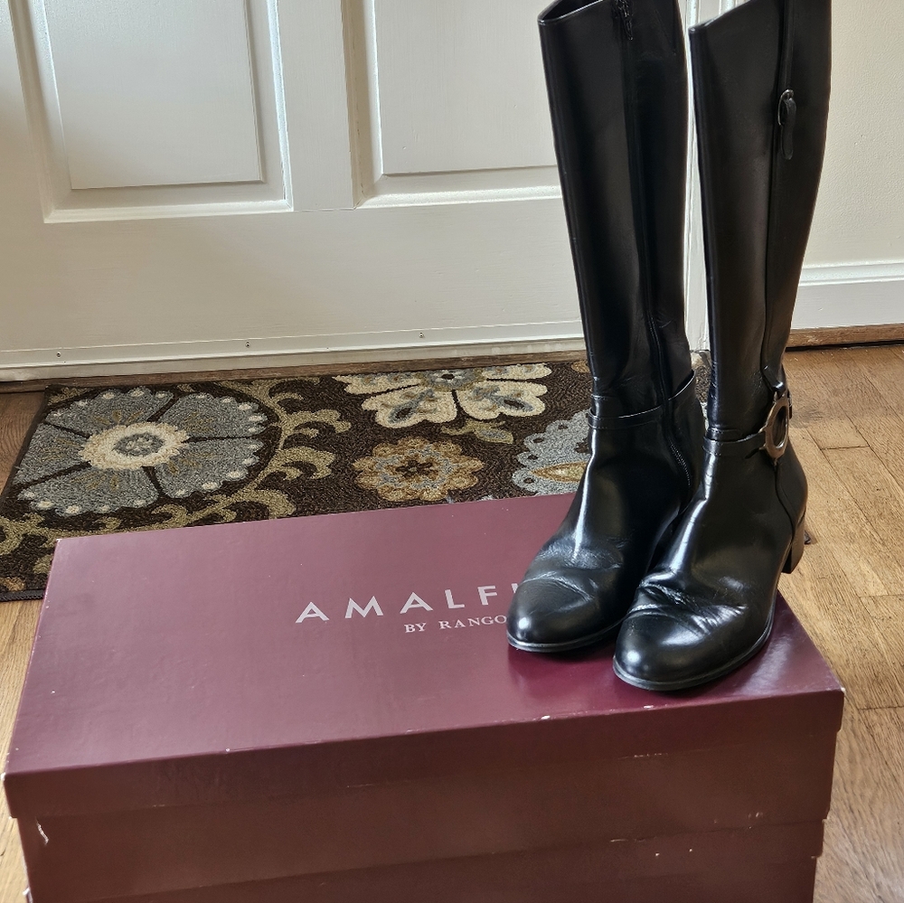 Like-new Amalfi Black Leather Boots.